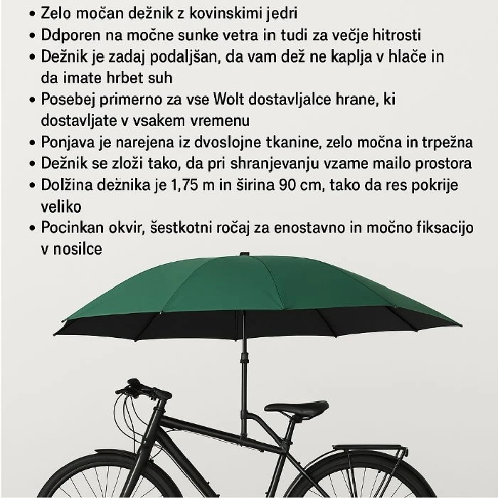Dežnik za kolesarje in motoriste z montažo